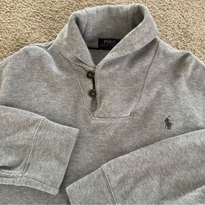 Polo by Ralph Lauren Heather Gray Button-Up Sweatshirt